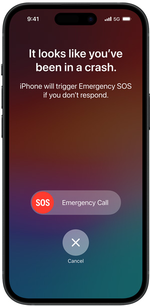 Die Unfallerkennung zeigt an: «Du scheinst in einen Unfall verwickelt zu sein. Das iPhone löst Notruf SOS aus, wenn du nicht antwortest.»
